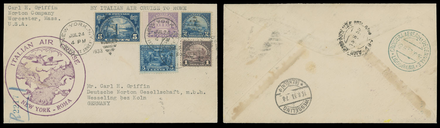 Lot 6 - Worldwide Pioneer Flights united states -  Raritan Stamps Inc. Live Bidding Auction #92