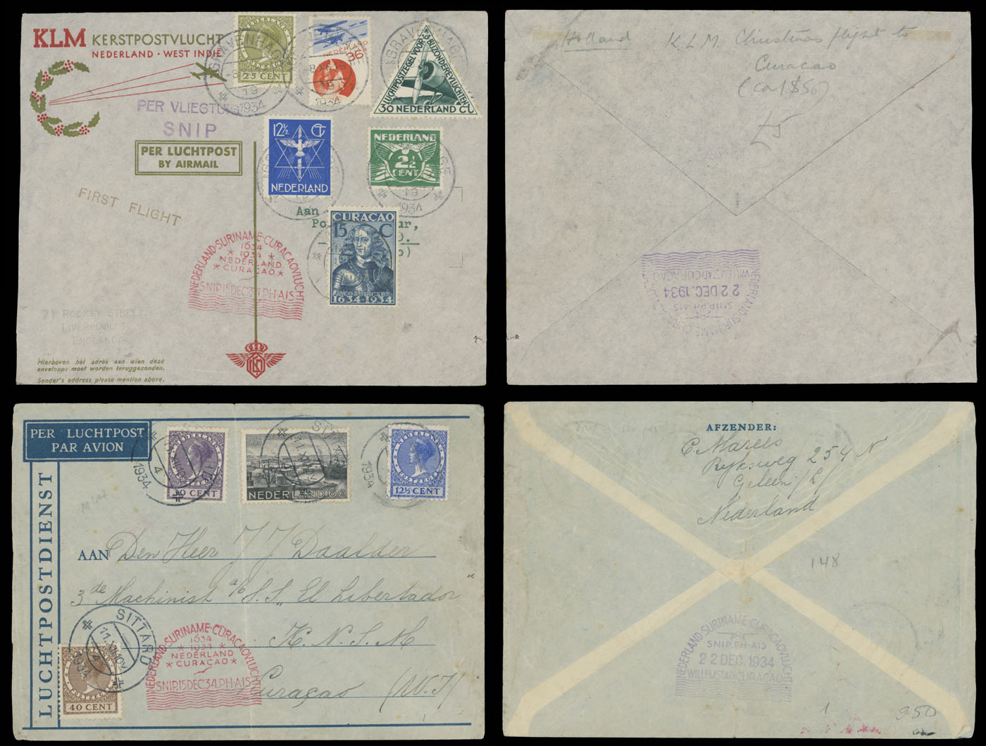 Lot 113 - 1. Worldwide Air Post Stamps and Postal History netherlands and colonies -  Raritan Stamps Inc. Auction #93 Worldwide Air Post stamps and postal history, Zeppelin Flight items, philatelic rarities of the World