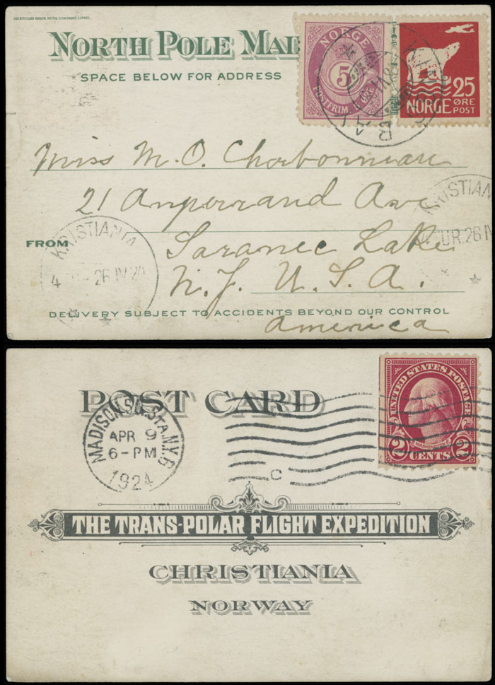 Lot 121 - 1. Worldwide Air Post Stamps and Postal History Norway -  Raritan Stamps Inc. Auction #93 Worldwide Air Post stamps and postal history, Zeppelin Flight items, philatelic rarities of the World