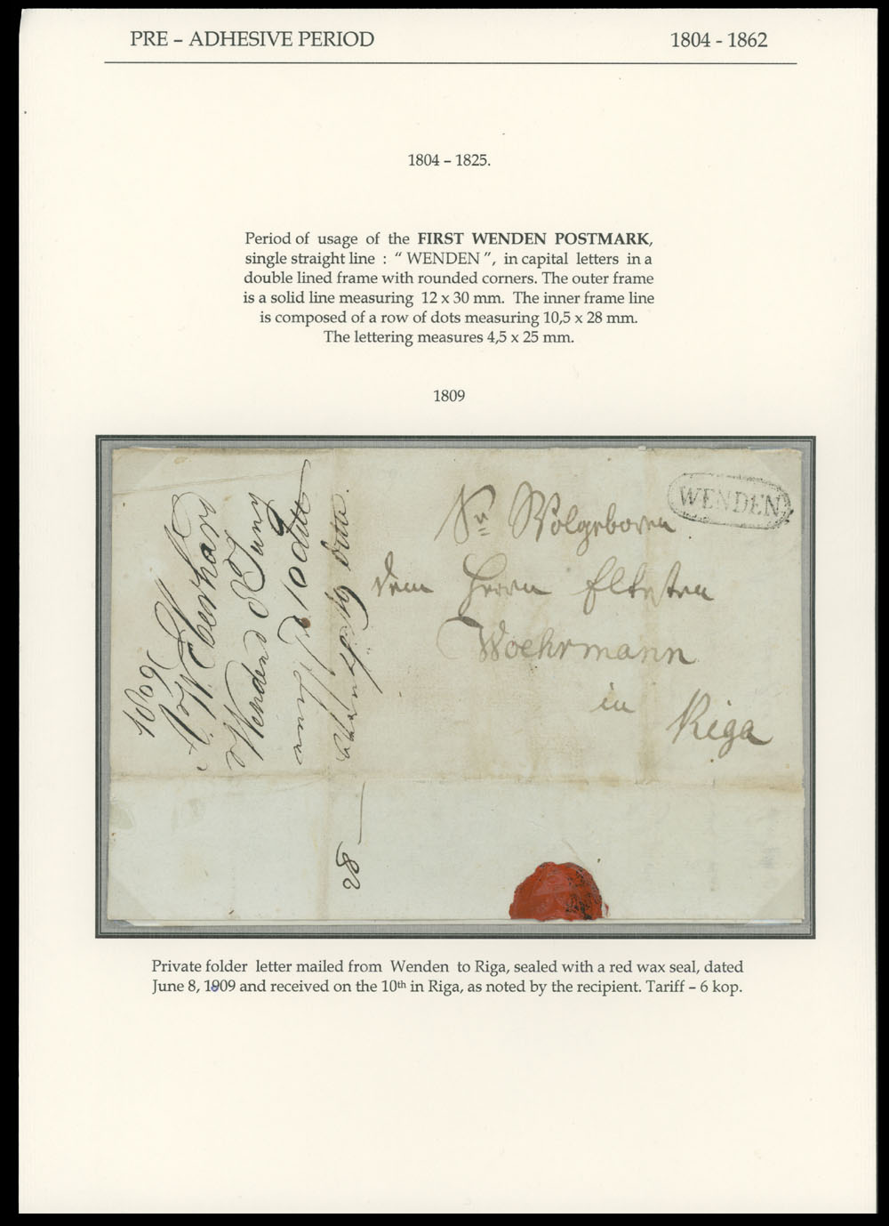 Lot 1377 - russia. wenden A Part of the Livonia Highly Awarded Collection - Raritan Stamps Inc. Auction #93 Worldwide Air Post stamps and postal history, Zeppelin Flight items, philatelic rarities of the World Lot 1377 - russia. wenden A Part of the Livonia Highly Awarded Collection - Raritan Stamps Inc. Auction #93 Worldwide Air Post stamps and postal history, Zeppelin Flight items, philatelic rarities of the World
