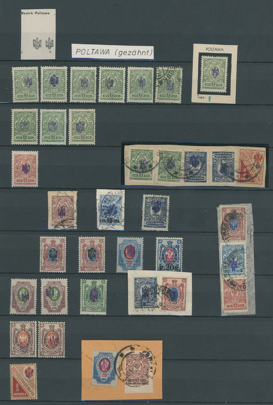 Lot 1457 - ukraine Trident Overprints - Poltava -  Raritan Stamps Inc. Auction #93 Worldwide Air Post stamps and postal history, Zeppelin Flight items, philatelic rarities of the World