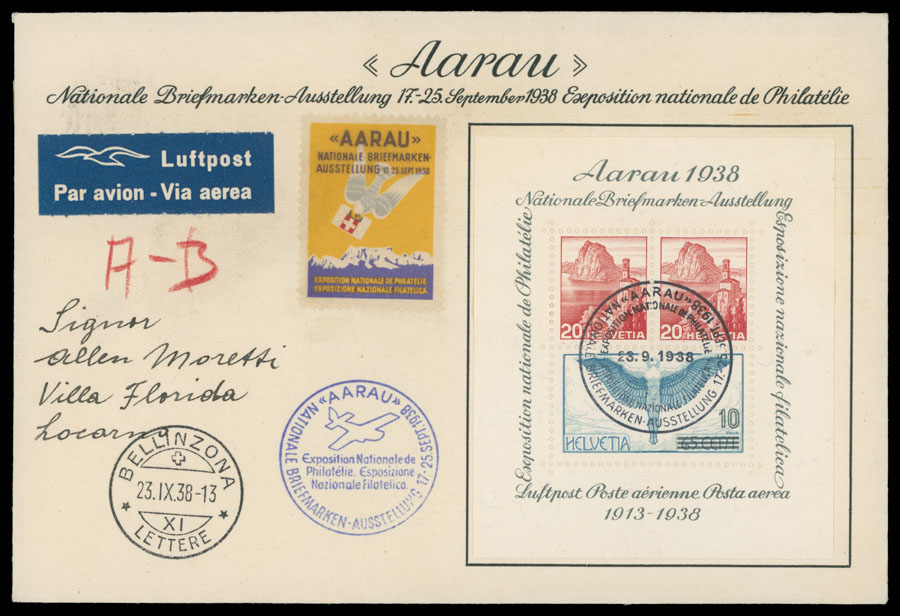 Lot 174 - 1. Worldwide Air Post Stamps and Postal History Switzerland - Raritan Stamps Inc. Auction #93 Worldwide Air Post stamps and postal history, Zeppelin Flight items, philatelic rarities of the World Lot 174 - 1. Worldwide Air Post Stamps and Postal History Switzerland - Raritan Stamps Inc. Auction #93 Worldwide Air Post stamps and postal history, Zeppelin Flight items, philatelic rarities of the World