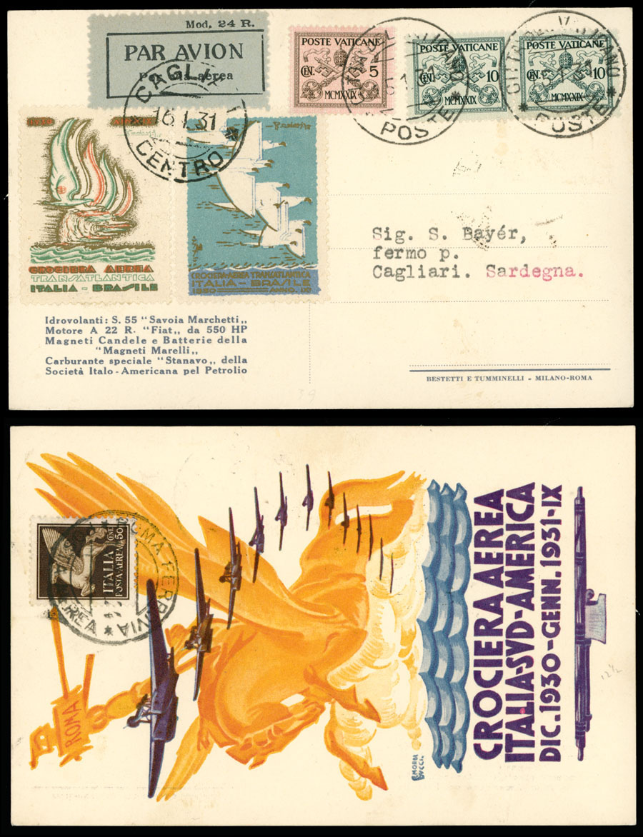 Lot 179 - 1. Worldwide Air Post Stamps and Postal History Vatican City -  Raritan Stamps Inc. Auction #93 Worldwide Air Post stamps and postal history, Zeppelin Flight items, philatelic rarities of the World