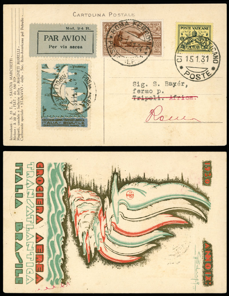 Lot 180 - 1. Worldwide Air Post Stamps and Postal History Vatican City -  Raritan Stamps Inc. Auction #93 Worldwide Air Post stamps and postal history, Zeppelin Flight items, philatelic rarities of the World