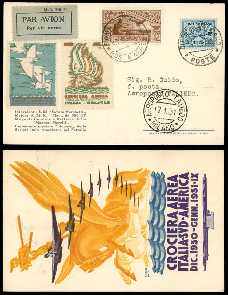 Lot 181 - 1. Worldwide Air Post Stamps and Postal History Vatican City -  Raritan Stamps Inc. Auction #93 Worldwide Air Post stamps and postal history, Zeppelin Flight items, philatelic rarities of the World