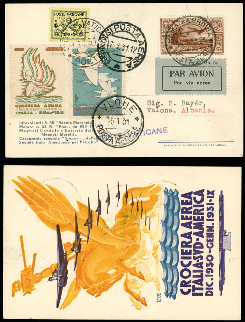 Lot 182 - 1. Worldwide Air Post Stamps and Postal History Vatican City -  Raritan Stamps Inc. Auction #93 Worldwide Air Post stamps and postal history, Zeppelin Flight items, philatelic rarities of the World