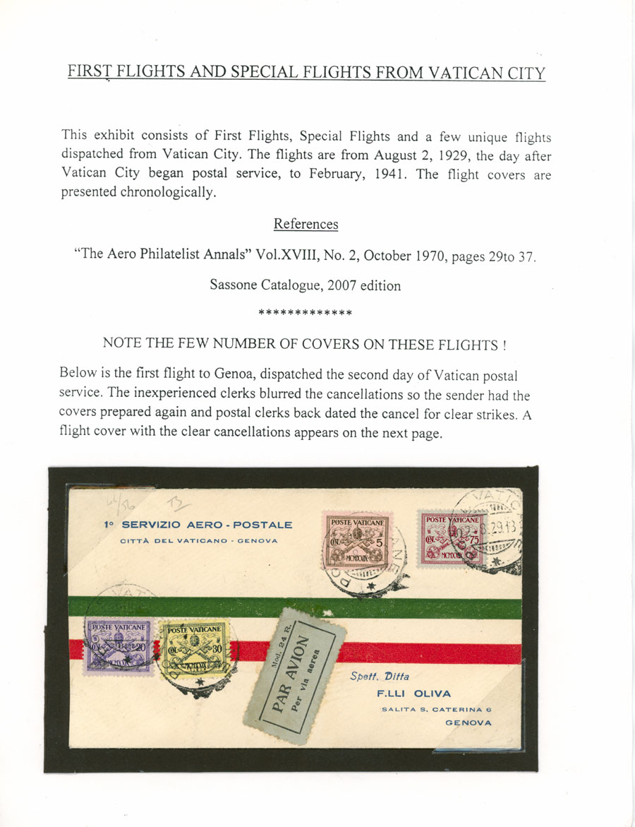 Lot 191 - 1. Worldwide Air Post Stamps and Postal History Vatican City -  Raritan Stamps Inc. Auction #93 Worldwide Air Post stamps and postal history, Zeppelin Flight items, philatelic rarities of the World