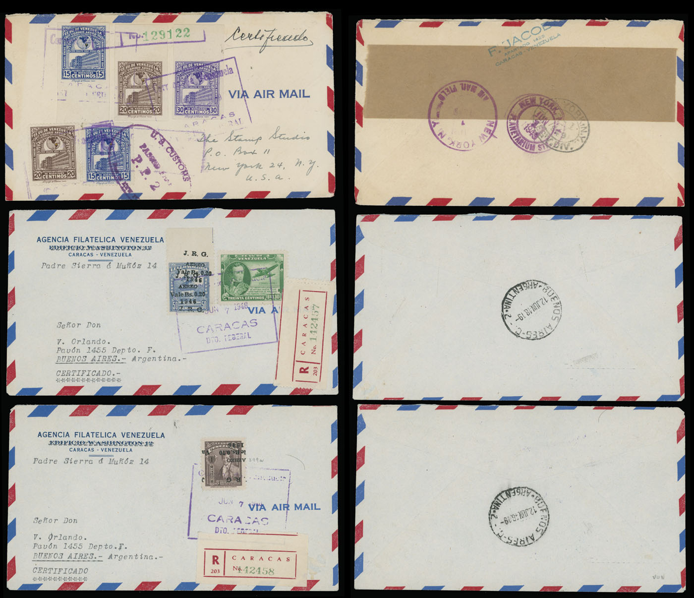 Lot 193 - 1. Worldwide Air Post Stamps and Postal History Venezuela -  Raritan Stamps Inc. Auction #93 Worldwide Air Post stamps and postal history, Zeppelin Flight items, philatelic rarities of the World