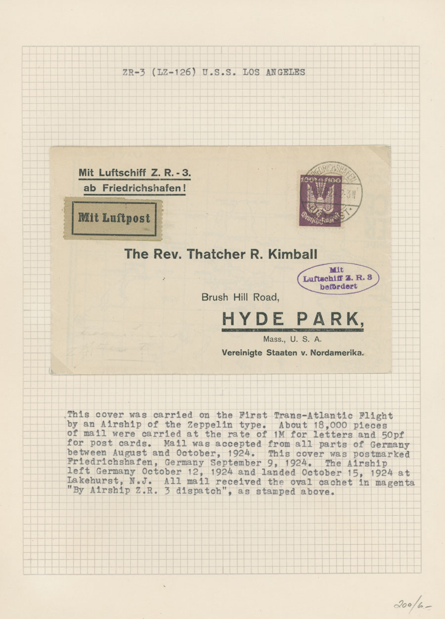 Lot 196 - 2. Worldwide Zeppelin Flights united states -  Raritan Stamps Inc. Auction #93 Worldwide Air Post stamps and postal history, Zeppelin Flight items, philatelic rarities of the World