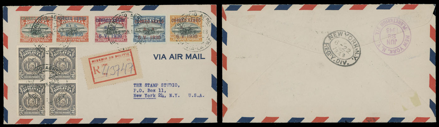 Lot 20 - 1. Worldwide Air Post Stamps and Postal History bolivia - Raritan Stamps Inc. Auction #93 Worldwide Air Post stamps and postal history, Zeppelin Flight items, philatelic rarities of the World Lot 20 - 1. Worldwide Air Post Stamps and Postal History bolivia - Raritan Stamps Inc. Auction #93 Worldwide Air Post stamps and postal history, Zeppelin Flight items, philatelic rarities of the World