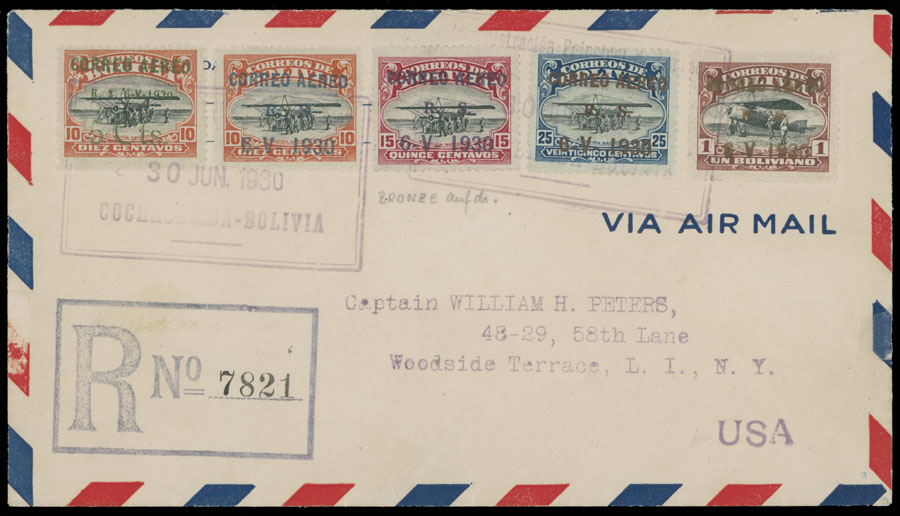Lot 205 - 2. Worldwide Zeppelin Flights bolivia -  Raritan Stamps Inc. Auction #93 Worldwide Air Post stamps and postal history, Zeppelin Flight items, philatelic rarities of the World