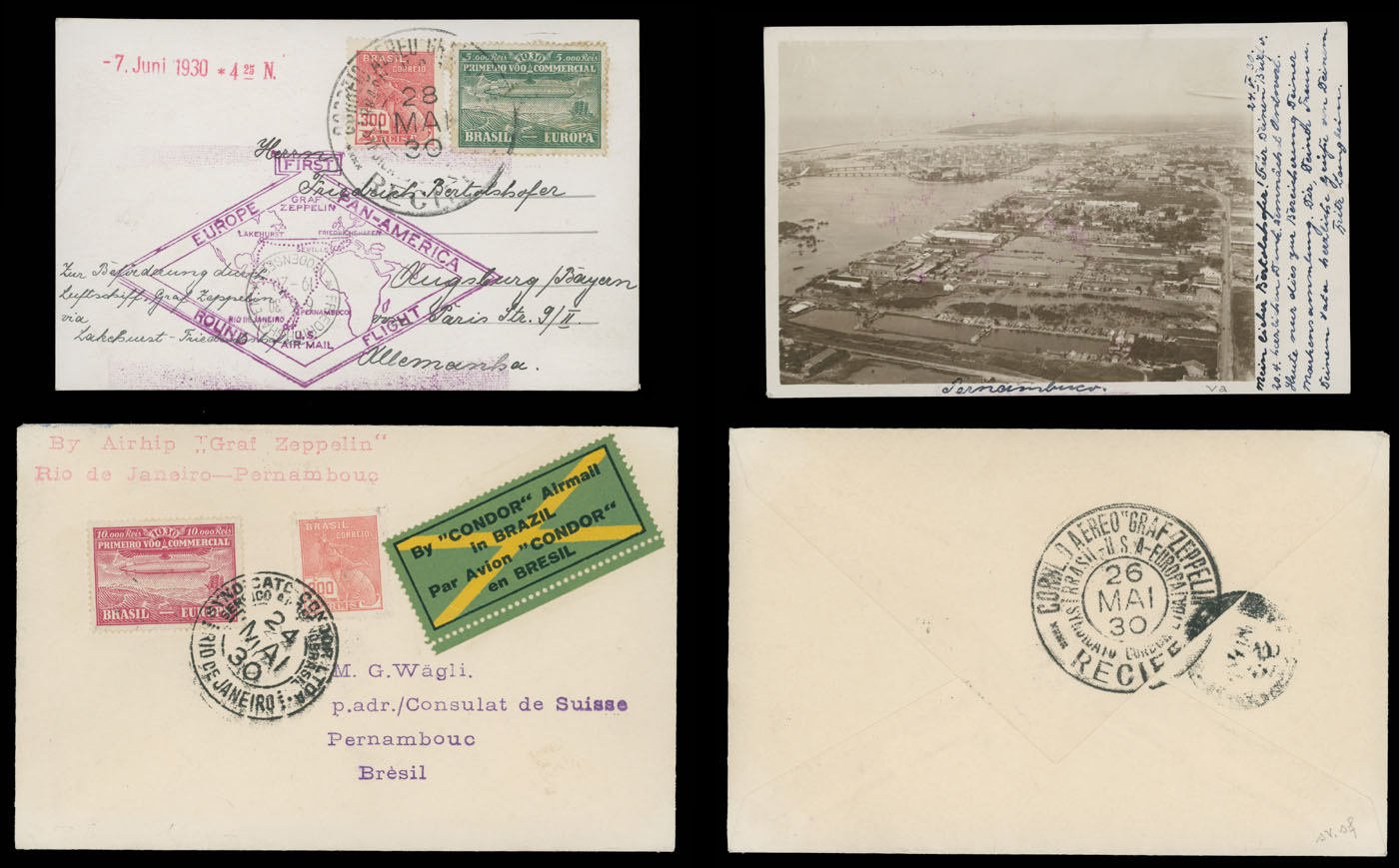 Lot 211 - 2. Worldwide Zeppelin Flights brazil -  Raritan Stamps Inc. Auction #93 Worldwide Air Post stamps and postal history, Zeppelin Flight items, philatelic rarities of the World