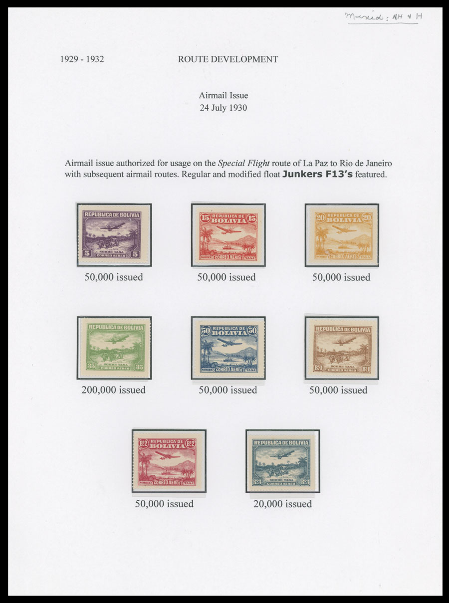 Lot 22 - 1. Worldwide Air Post Stamps and Postal History bolivia -  Raritan Stamps Inc. Auction #93 Worldwide Air Post stamps and postal history, Zeppelin Flight items, philatelic rarities of the World