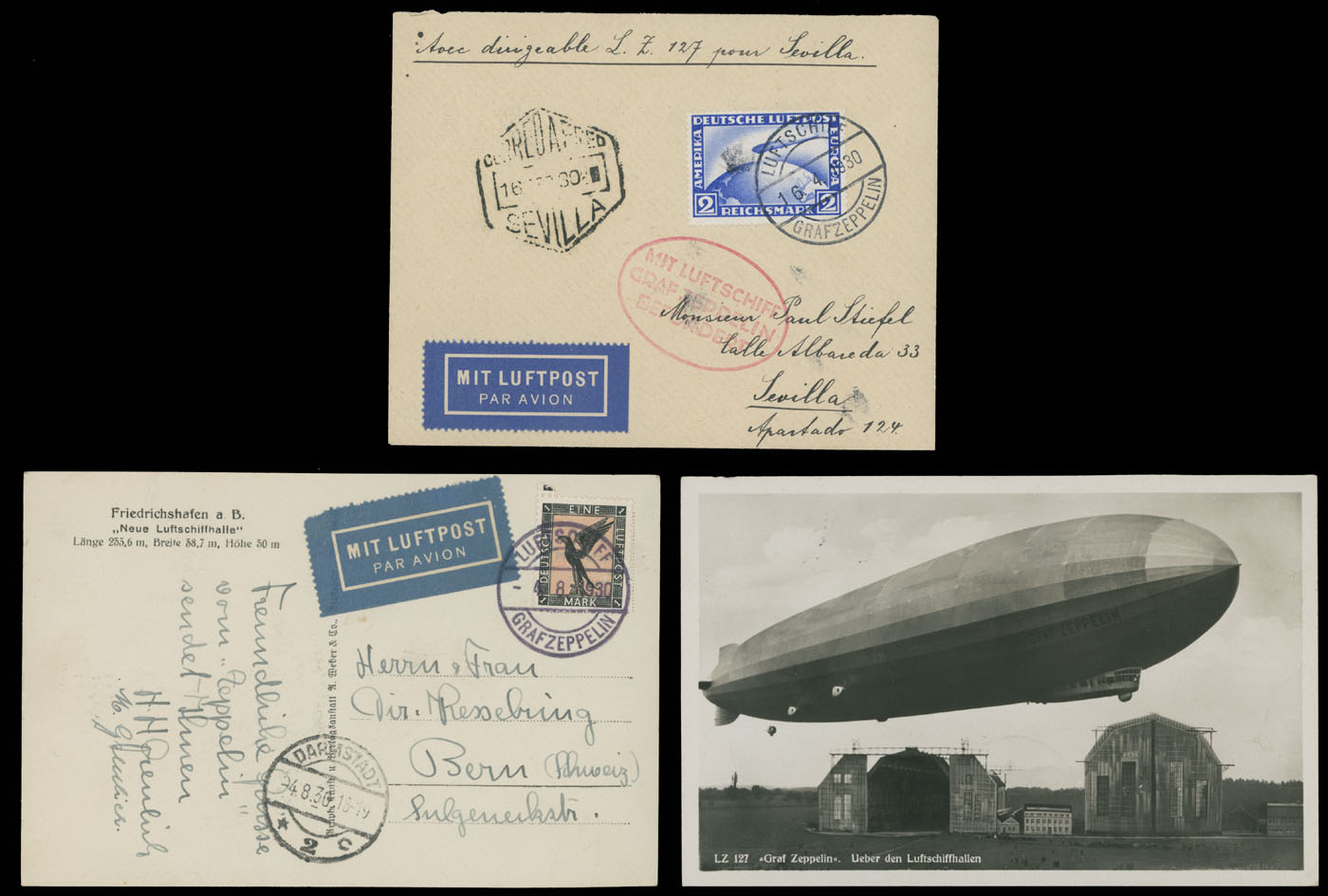 Lot 233 - 2. Worldwide Zeppelin Flights germany - Raritan Stamps Inc. Auction #93 Worldwide Air Post stamps and postal history, Zeppelin Flight items, philatelic rarities of the World Lot 233 - 2. Worldwide Zeppelin Flights germany - Raritan Stamps Inc. Auction #93 Worldwide Air Post stamps and postal history, Zeppelin Flight items, philatelic rarities of the World