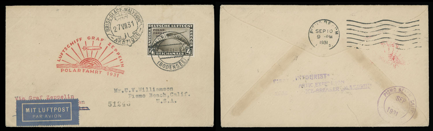 Lot 242 - 2. Worldwide Zeppelin Flights germany - Raritan Stamps Inc. Auction #93 Worldwide Air Post stamps and postal history, Zeppelin Flight items, philatelic rarities of the World Lot 242 - 2. Worldwide Zeppelin Flights germany - Raritan Stamps Inc. Auction #93 Worldwide Air Post stamps and postal history, Zeppelin Flight items, philatelic rarities of the World