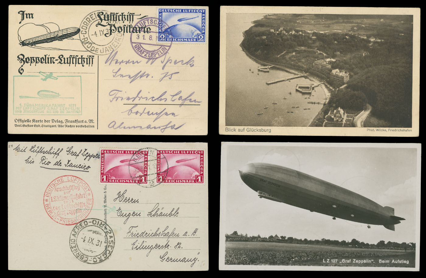 Lot 245 - 2. Worldwide Zeppelin Flights germany - Raritan Stamps Inc. Auction #93 Worldwide Air Post stamps and postal history, Zeppelin Flight items, philatelic rarities of the World Lot 245 - 2. Worldwide Zeppelin Flights germany - Raritan Stamps Inc. Auction #93 Worldwide Air Post stamps and postal history, Zeppelin Flight items, philatelic rarities of the World
