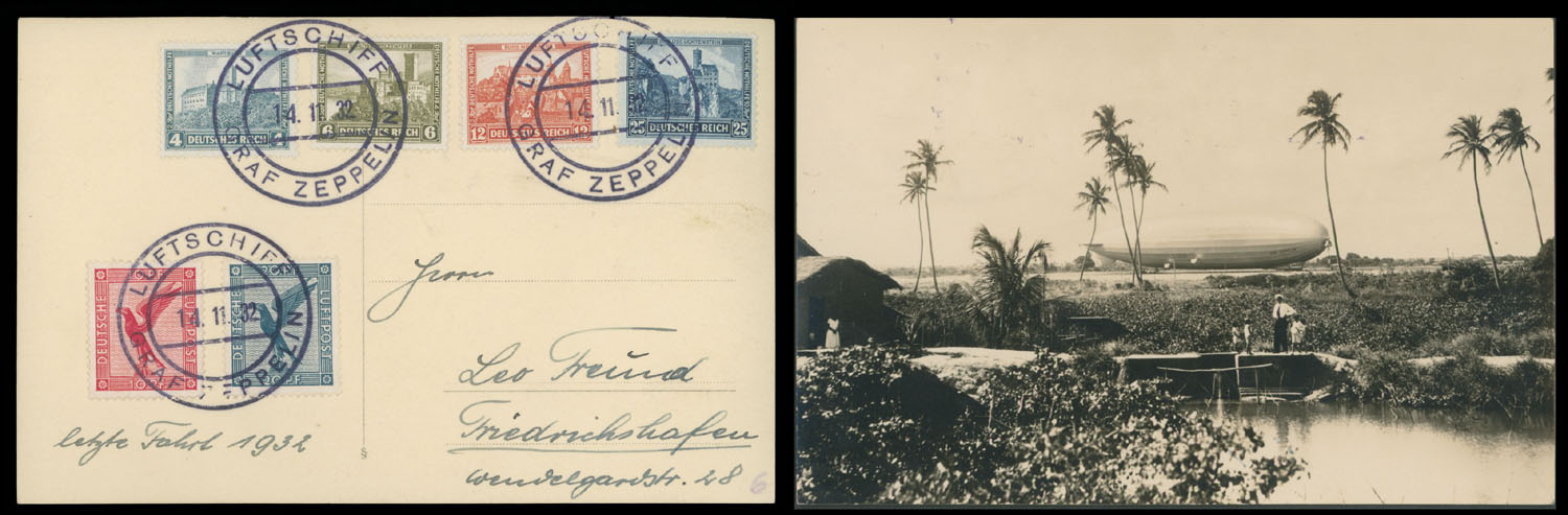 Lot 251 - 2. Worldwide Zeppelin Flights germany - Raritan Stamps Inc. Auction #93 Worldwide Air Post stamps and postal history, Zeppelin Flight items, philatelic rarities of the World Lot 251 - 2. Worldwide Zeppelin Flights germany - Raritan Stamps Inc. Auction #93 Worldwide Air Post stamps and postal history, Zeppelin Flight items, philatelic rarities of the World