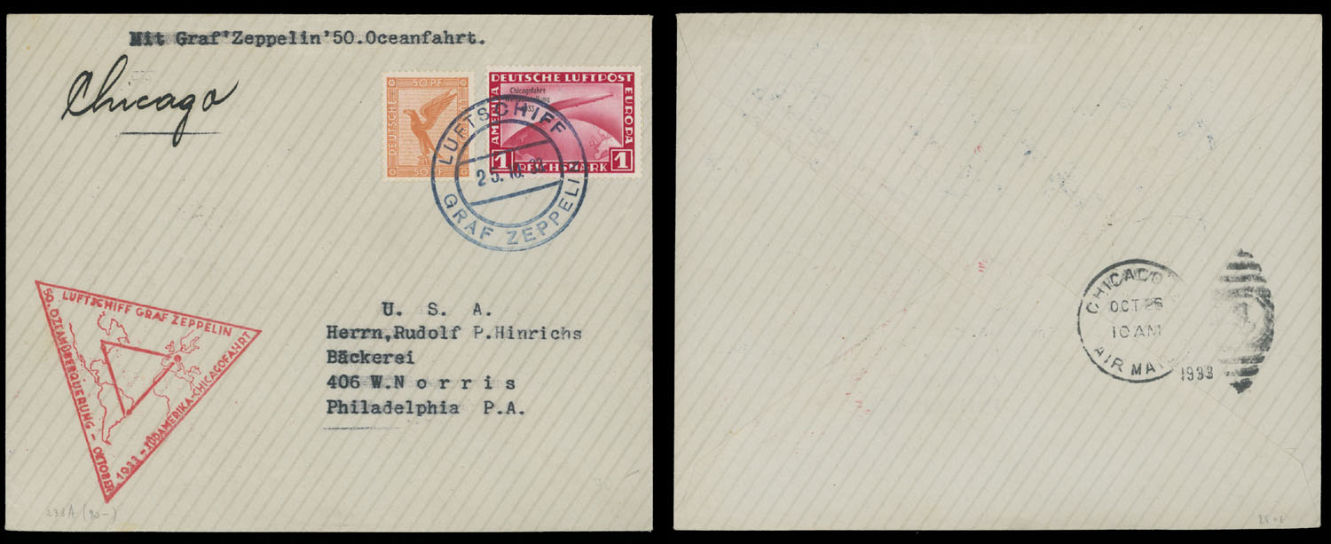 Lot 253 - 2. Worldwide Zeppelin Flights germany - Raritan Stamps Inc. Auction #93 Worldwide Air Post stamps and postal history, Zeppelin Flight items, philatelic rarities of the World Lot 253 - 2. Worldwide Zeppelin Flights germany - Raritan Stamps Inc. Auction #93 Worldwide Air Post stamps and postal history, Zeppelin Flight items, philatelic rarities of the World