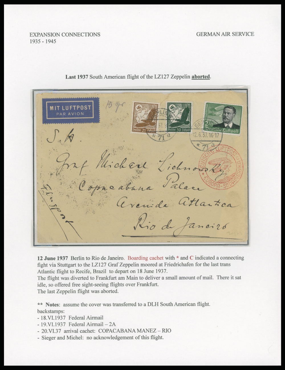 Lot 256 - 2. Worldwide Zeppelin Flights germany - Raritan Stamps Inc. Auction #93 Worldwide Air Post stamps and postal history, Zeppelin Flight items, philatelic rarities of the World Lot 256 - 2. Worldwide Zeppelin Flights germany - Raritan Stamps Inc. Auction #93 Worldwide Air Post stamps and postal history, Zeppelin Flight items, philatelic rarities of the World