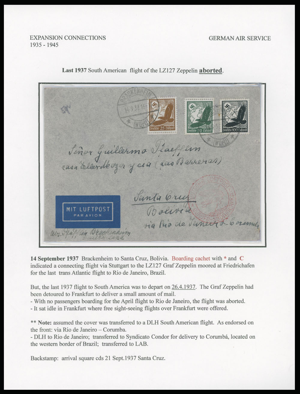 Lot 257 - 2. Worldwide Zeppelin Flights germany - Raritan Stamps Inc. Auction #93 Worldwide Air Post stamps and postal history, Zeppelin Flight items, philatelic rarities of the World Lot 257 - 2. Worldwide Zeppelin Flights germany - Raritan Stamps Inc. Auction #93 Worldwide Air Post stamps and postal history, Zeppelin Flight items, philatelic rarities of the World