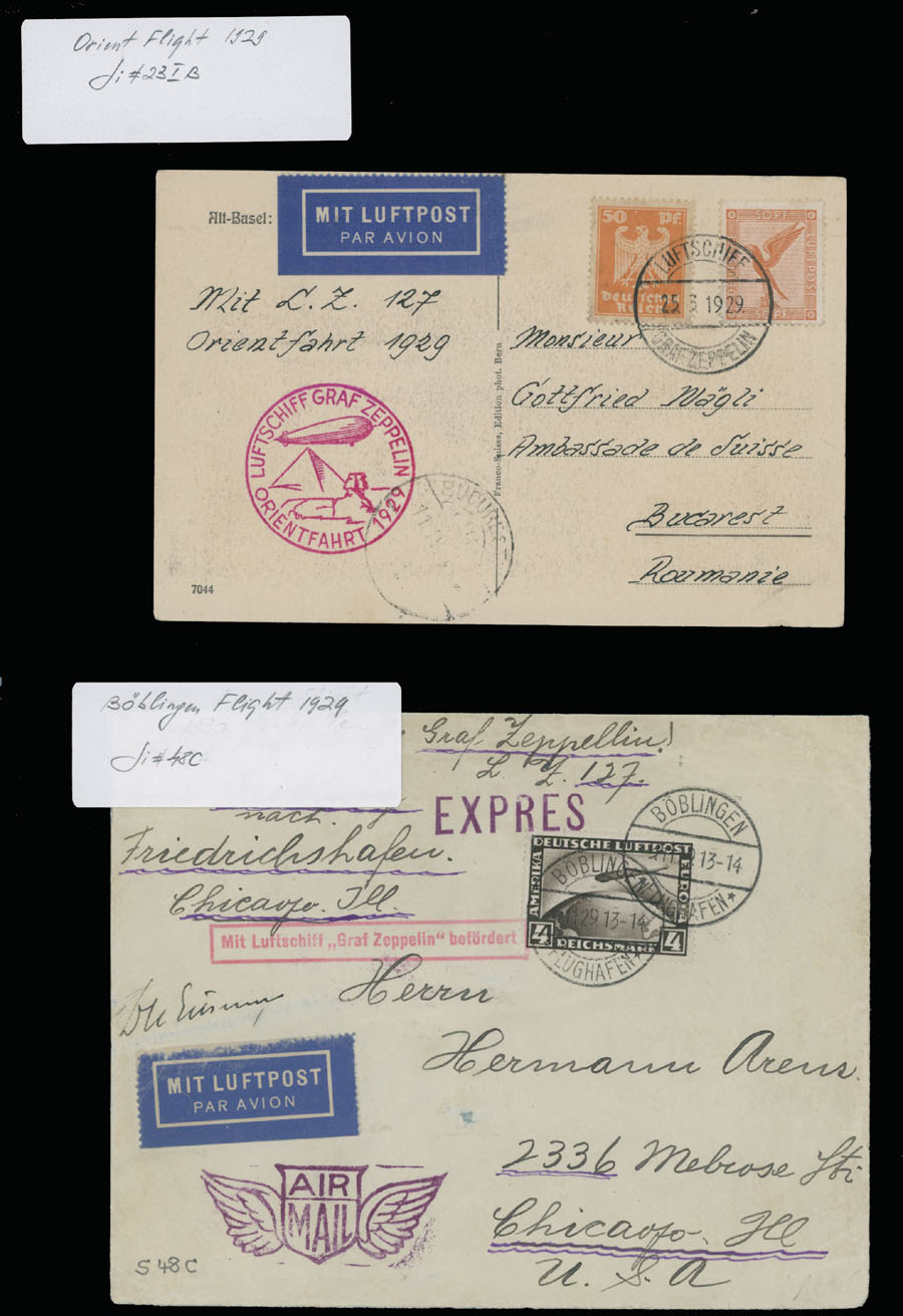 Lot 258 - 2. Worldwide Zeppelin Flights germany - Raritan Stamps Inc. Auction #93 Worldwide Air Post stamps and postal history, Zeppelin Flight items, philatelic rarities of the World Lot 258 - 2. Worldwide Zeppelin Flights germany - Raritan Stamps Inc. Auction #93 Worldwide Air Post stamps and postal history, Zeppelin Flight items, philatelic rarities of the World