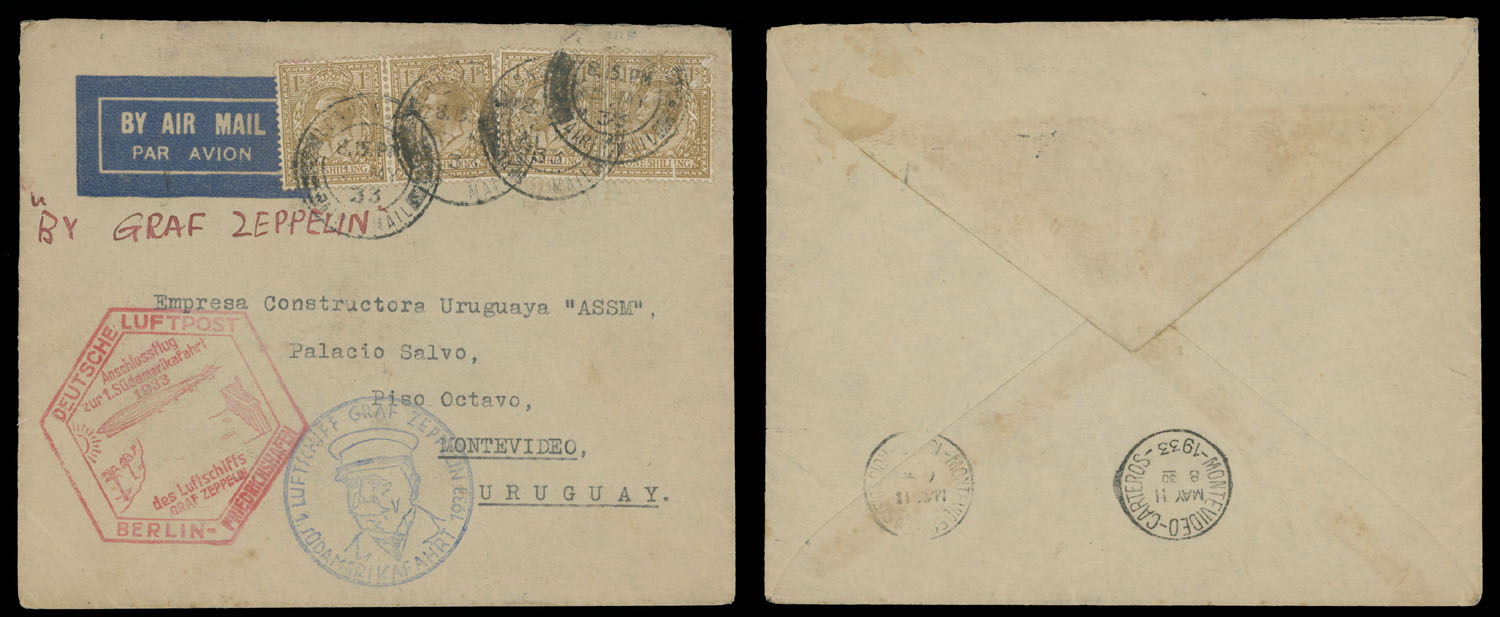 Lot 260 - 2. Worldwide Zeppelin Flights Great Britain - Raritan Stamps Inc. Auction #93 Worldwide Air Post stamps and postal history, Zeppelin Flight items, philatelic rarities of the World Lot 260 - 2. Worldwide Zeppelin Flights Great Britain - Raritan Stamps Inc. Auction #93 Worldwide Air Post stamps and postal history, Zeppelin Flight items, philatelic rarities of the World