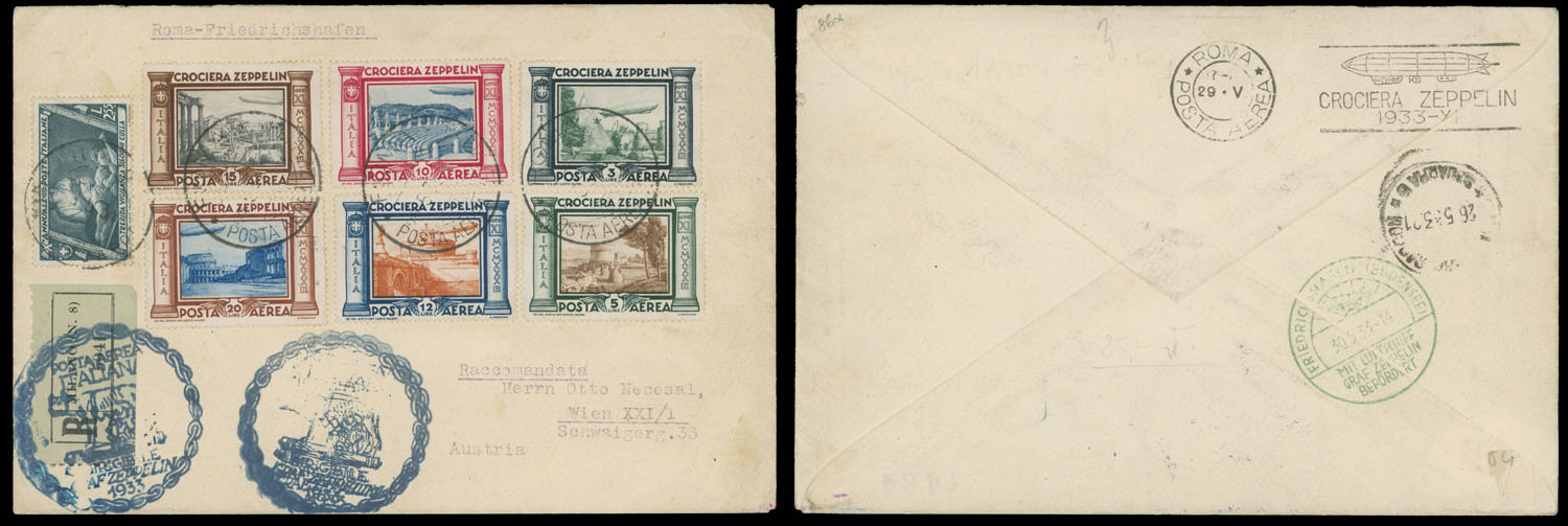 Lot 266 - 2. Worldwide Zeppelin Flights Italy - Raritan Stamps Inc. Auction #93 Worldwide Air Post stamps and postal history, Zeppelin Flight items, philatelic rarities of the World Lot 266 - 2. Worldwide Zeppelin Flights Italy - Raritan Stamps Inc. Auction #93 Worldwide Air Post stamps and postal history, Zeppelin Flight items, philatelic rarities of the World