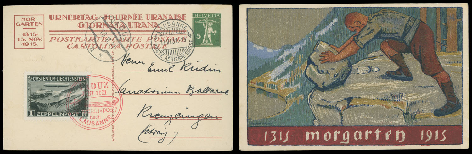 Lot 270 - 2. Worldwide Zeppelin Flights Liechtenstein - Raritan Stamps Inc. Auction #93 Worldwide Air Post stamps and postal history, Zeppelin Flight items, philatelic rarities of the World Lot 270 - 2. Worldwide Zeppelin Flights Liechtenstein - Raritan Stamps Inc. Auction #93 Worldwide Air Post stamps and postal history, Zeppelin Flight items, philatelic rarities of the World