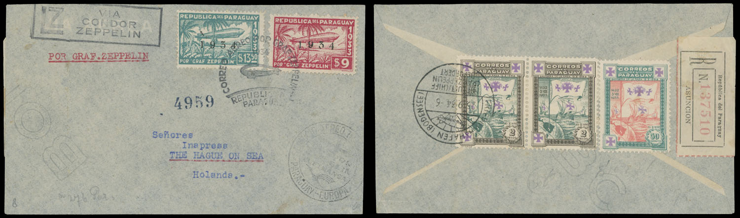 Lot 277 - 2. Worldwide Zeppelin Flights Paraguay -  Raritan Stamps Inc. Auction #93 Worldwide Air Post stamps and postal history, Zeppelin Flight items, philatelic rarities of the World