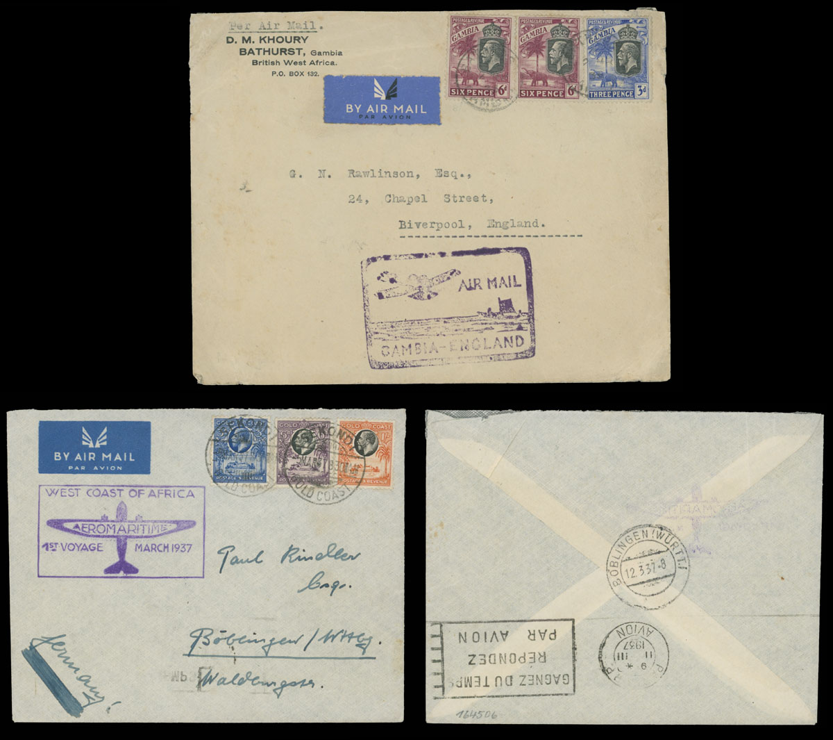 Lot 30 - 1. Worldwide Air Post Stamps and Postal History british africa - Raritan Stamps Inc. Auction #93 Worldwide Air Post stamps and postal history, Zeppelin Flight items, philatelic rarities of the World Lot 30 - 1. Worldwide Air Post Stamps and Postal History british africa - Raritan Stamps Inc. Auction #93 Worldwide Air Post stamps and postal history, Zeppelin Flight items, philatelic rarities of the World