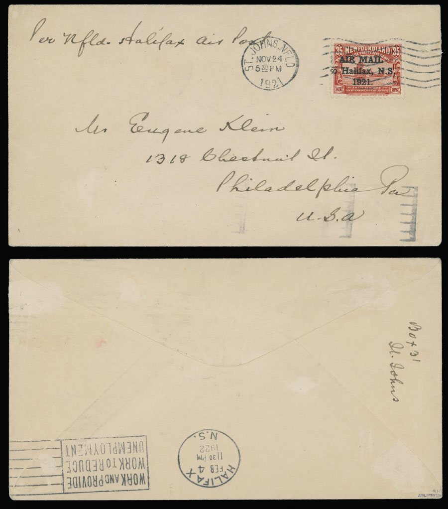 Lot 46 - 1. Worldwide Air Post Stamps and Postal History canada - newfoundland - Raritan Stamps Inc. Auction #93 Worldwide Air Post stamps and postal history, Zeppelin Flight items, philatelic rarities of the World Lot 46 - 1. Worldwide Air Post Stamps and Postal History canada - newfoundland - Raritan Stamps Inc. Auction #93 Worldwide Air Post stamps and postal history, Zeppelin Flight items, philatelic rarities of the World