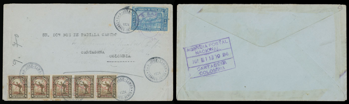 Lot 59 - 1. Worldwide Air Post Stamps and Postal History Costa Rica - Raritan Stamps Inc. Auction #93 Worldwide Air Post stamps and postal history, Zeppelin Flight items, philatelic rarities of the World Lot 59 - 1. Worldwide Air Post Stamps and Postal History Costa Rica - Raritan Stamps Inc. Auction #93 Worldwide Air Post stamps and postal history, Zeppelin Flight items, philatelic rarities of the World