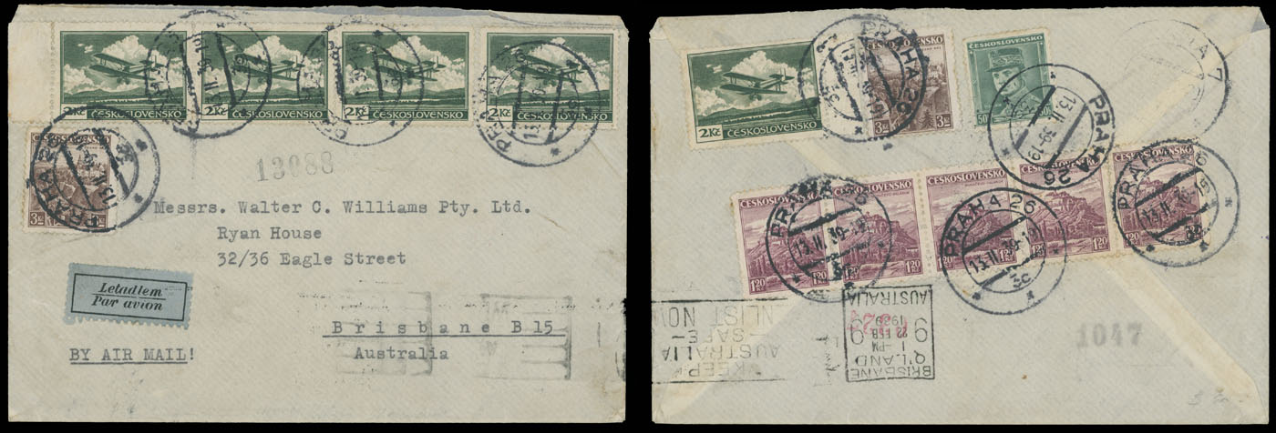 Lot 61 - 1. Worldwide Air Post Stamps and Postal History Czechoslovakia - Raritan Stamps Inc. Auction #93 Worldwide Air Post stamps and postal history, Zeppelin Flight items, philatelic rarities of the World Lot 61 - 1. Worldwide Air Post Stamps and Postal History Czechoslovakia - Raritan Stamps Inc. Auction #93 Worldwide Air Post stamps and postal history, Zeppelin Flight items, philatelic rarities of the World
