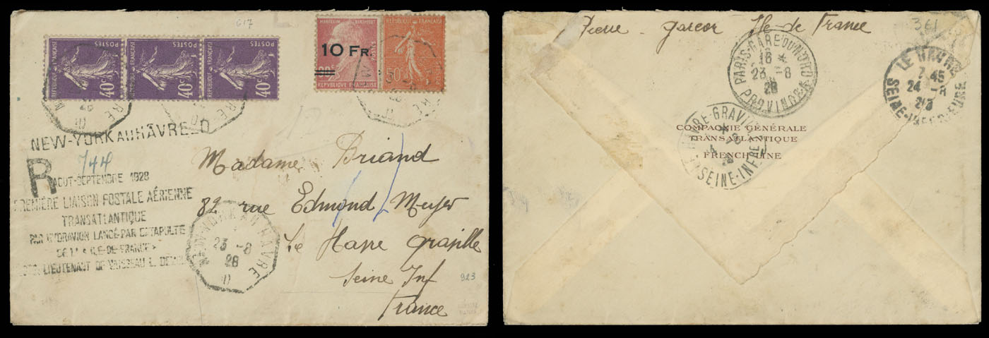 Lot 67 - 1. Worldwide Air Post Stamps and Postal History France - Raritan Stamps Inc. Auction #93 Worldwide Air Post stamps and postal history, Zeppelin Flight items, philatelic rarities of the World Lot 67 - 1. Worldwide Air Post Stamps and Postal History France - Raritan Stamps Inc. Auction #93 Worldwide Air Post stamps and postal history, Zeppelin Flight items, philatelic rarities of the World