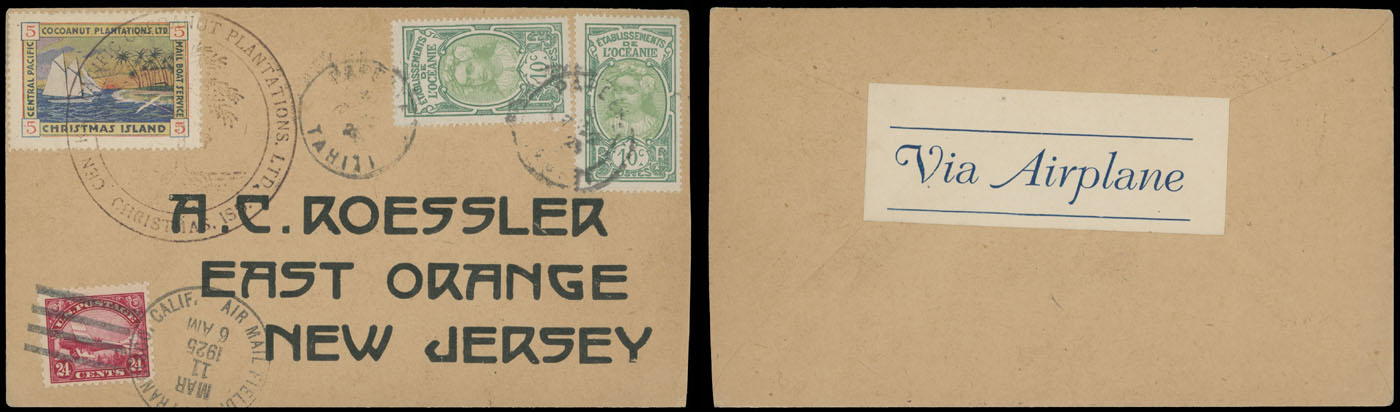 Lot 72 - 1. Worldwide Air Post Stamps and Postal History French Oceania (Tahiti) - Raritan Stamps Inc. Auction #93 Worldwide Air Post stamps and postal history, Zeppelin Flight items, philatelic rarities of the World Lot 72 - 1. Worldwide Air Post Stamps and Postal History French Oceania (Tahiti) - Raritan Stamps Inc. Auction #93 Worldwide Air Post stamps and postal history, Zeppelin Flight items, philatelic rarities of the World