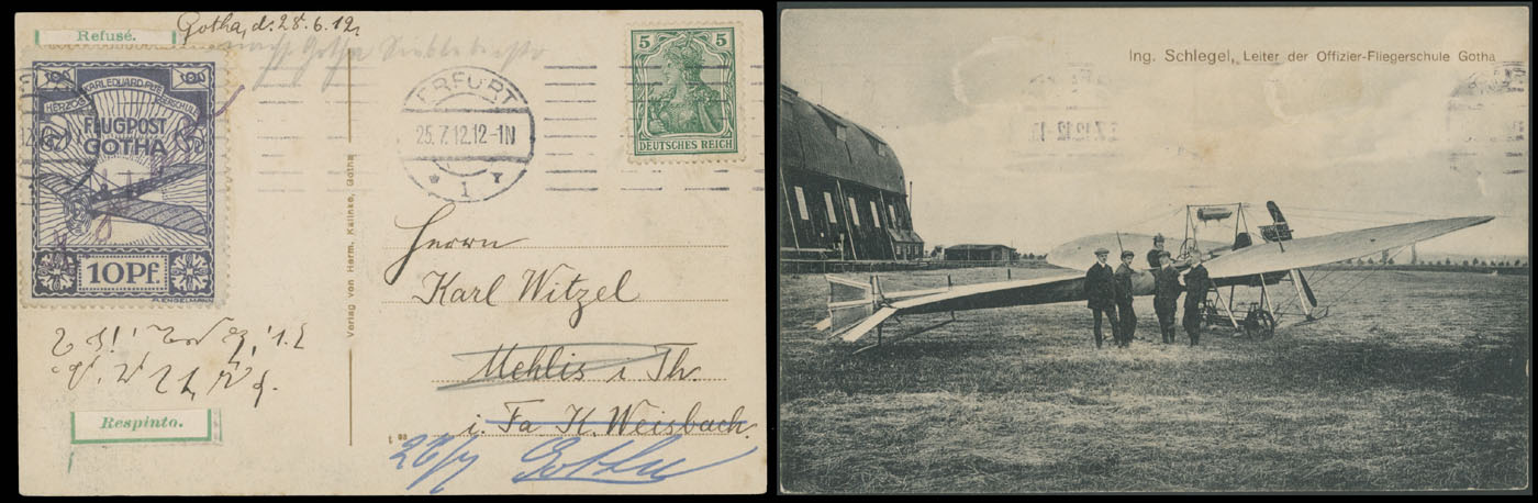 Lot 76 - 1. Worldwide Air Post Stamps and Postal History germany -  Raritan Stamps Inc. Auction #93 Worldwide Air Post stamps and postal history, Zeppelin Flight items, philatelic rarities of the World