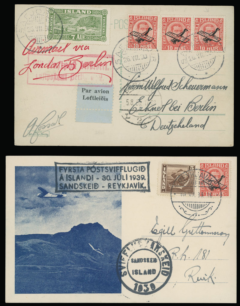 Lot 83 - 1. Worldwide Air Post Stamps and Postal History Iceland -  Raritan Stamps Inc. Auction #93 Worldwide Air Post stamps and postal history, Zeppelin Flight items, philatelic rarities of the World