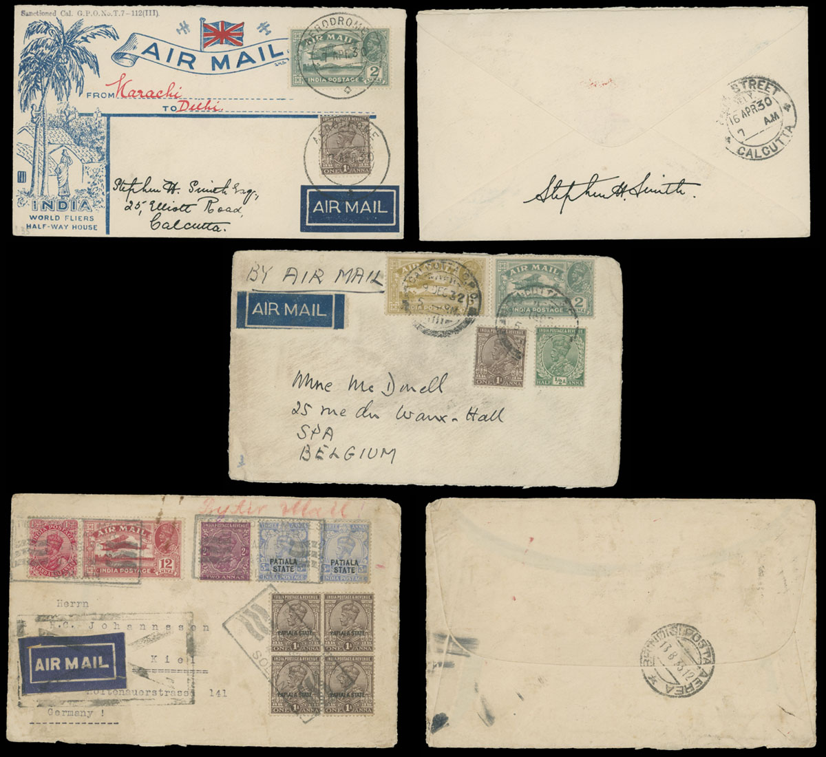 Lot 85 - 1. Worldwide Air Post Stamps and Postal History india -  Raritan Stamps Inc. Auction #93 Worldwide Air Post stamps and postal history, Zeppelin Flight items, philatelic rarities of the World