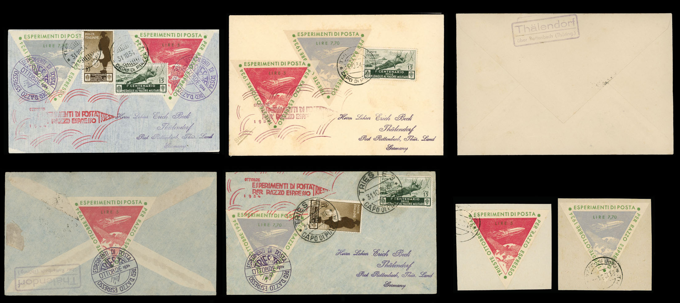 Lot 91 - 1. Worldwide Air Post Stamps and Postal History Italy -  Raritan Stamps Inc. Auction #93 Worldwide Air Post stamps and postal history, Zeppelin Flight items, philatelic rarities of the World