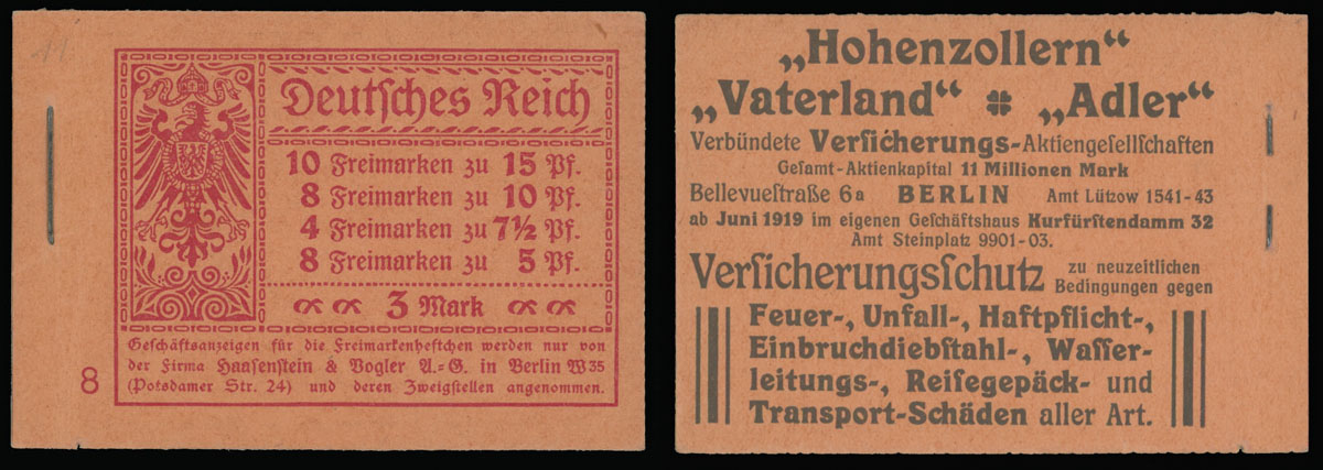 Lot 924 - germany stamp booklets -  Raritan Stamps Inc. Auction #93 Worldwide Air Post stamps and postal history, Zeppelin Flight items, philatelic rarities of the World