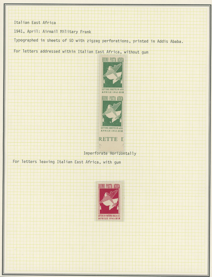 Lot 94 - 1. Worldwide Air Post Stamps and Postal History Italy - Colonies - East Africa -  Raritan Stamps Inc. Auction #93 Worldwide Air Post stamps and postal history, Zeppelin Flight items, philatelic rarities of the World