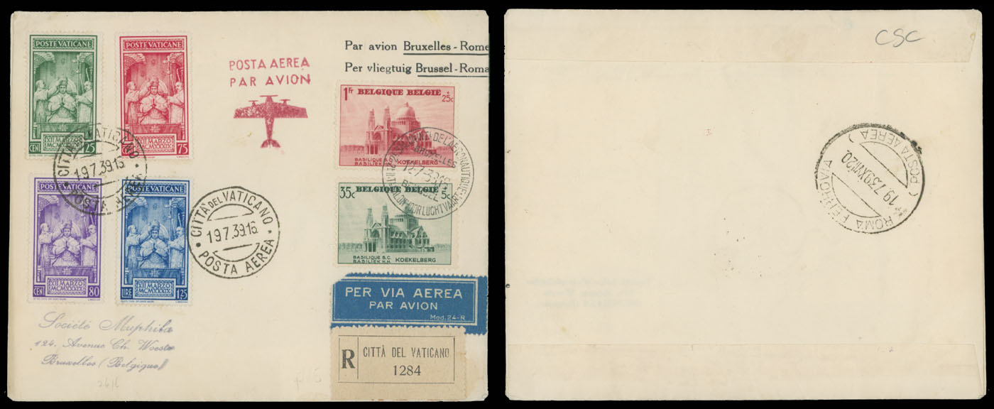 Lot 111 - 1. Worldwide Air Post Stamps and Postal History Vatican City -  Raritan Stamps Inc. Auction #95 Worldwide Air Post Stamps and Philatelic Rarities of the World