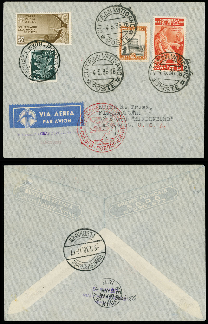 Lot 115 - 1. Worldwide Air Post Stamps and Postal History Vatican City -  Raritan Stamps Inc. Auction #95 Worldwide Air Post Stamps and Philatelic Rarities of the World