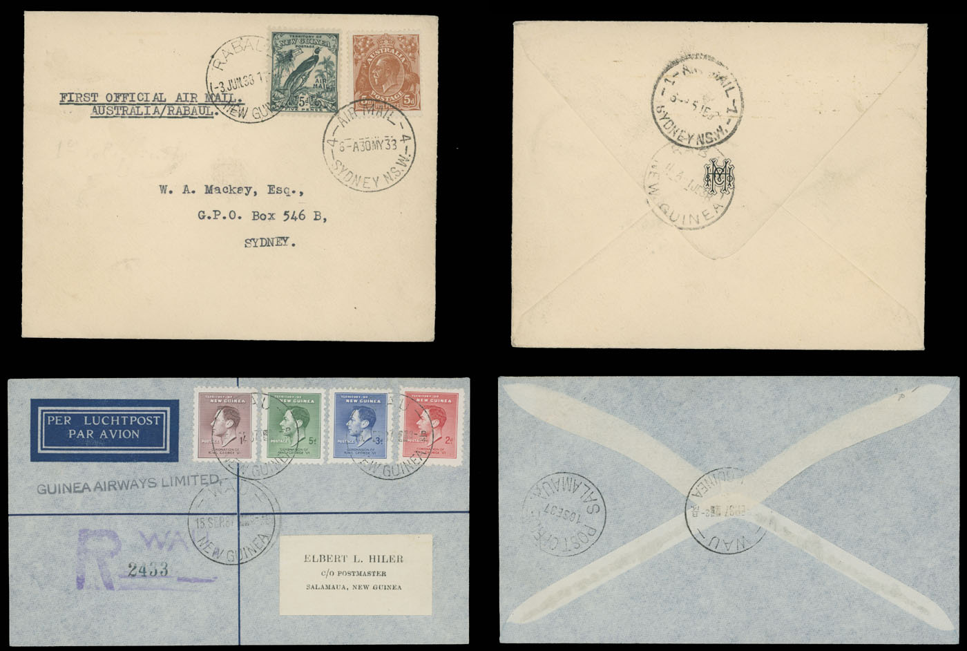 Lot 18 - 1. Worldwide Air Post Stamps and Postal History Australia - New Guinea -  Raritan Stamps Inc. Auction #95 Worldwide Air Post Stamps and Philatelic Rarities of the World