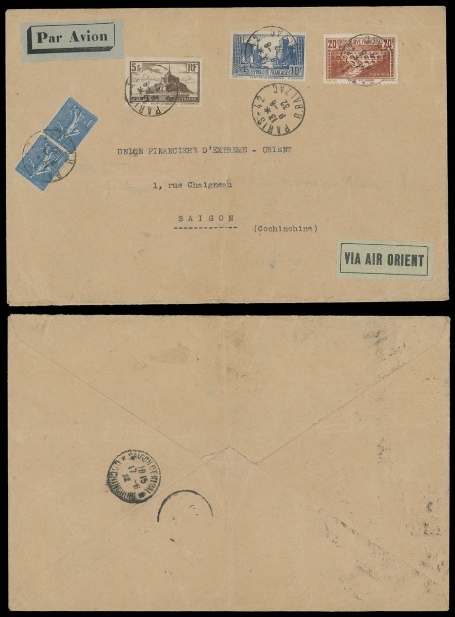 Lot 42 - 1. Worldwide Air Post Stamps and Postal History France -  Raritan Stamps Inc. Auction #95 Worldwide Air Post Stamps and Philatelic Rarities of the World