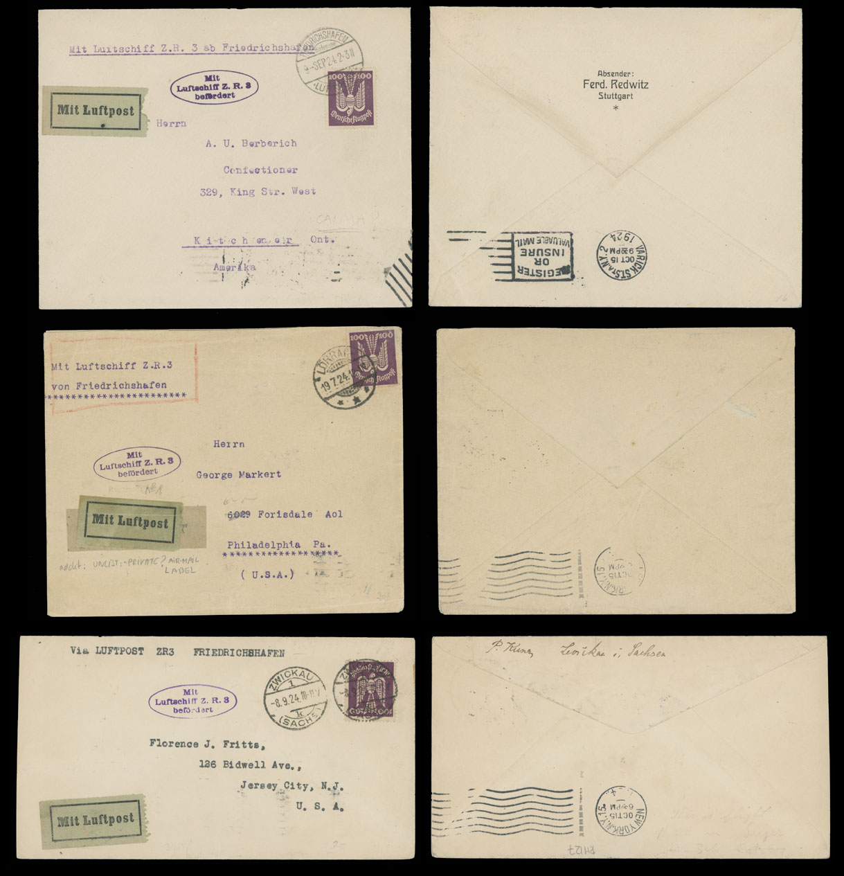 Lot 51 - 1. Worldwide Air Post Stamps and Postal History germany -  Raritan Stamps Inc. Auction #95 Worldwide Air Post Stamps and Philatelic Rarities of the World