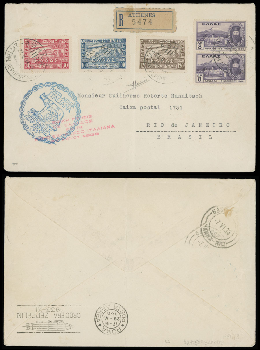 Lot 58 - 1. Worldwide Air Post Stamps and Postal History Greece - Raritan Stamps Inc. Auction #95 Worldwide Air Post Stamps and Philatelic Rarities of the World Lot 58 - 1. Worldwide Air Post Stamps and Postal History Greece - Raritan Stamps Inc. Auction #95 Worldwide Air Post Stamps and Philatelic Rarities of the World