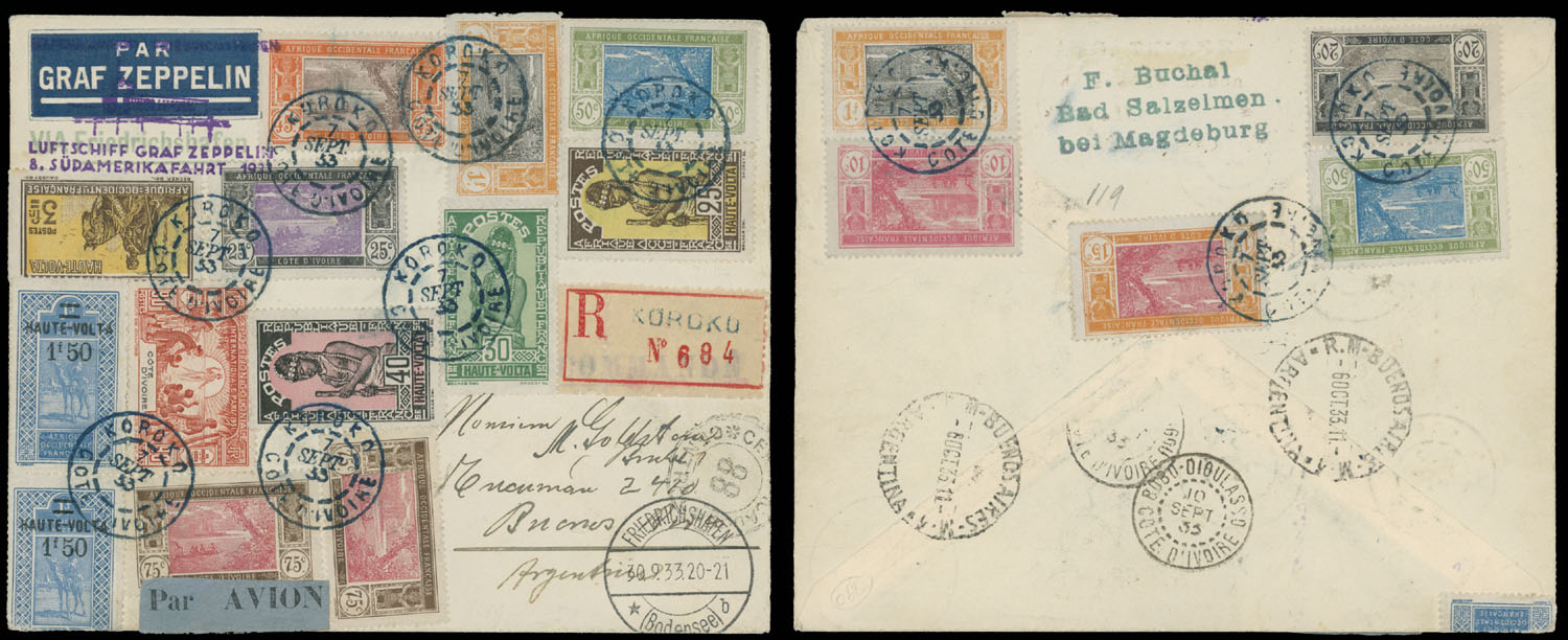 Lot 67 - 1. Worldwide Air Post Stamps and Postal History ivory coast -  Raritan Stamps Inc. Auction #95 Worldwide Air Post Stamps and Philatelic Rarities of the World