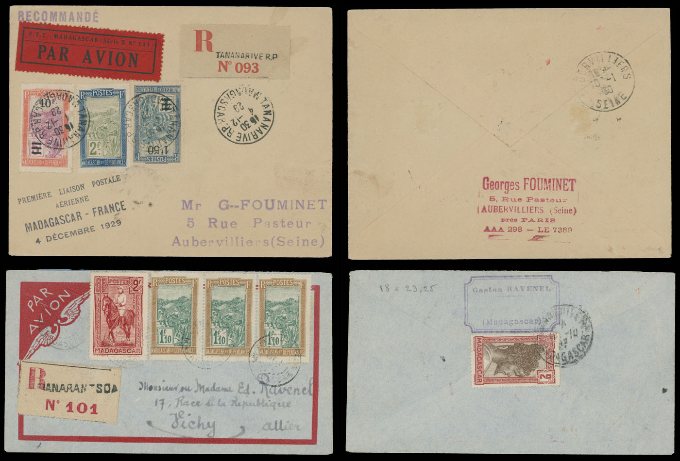 Lot 76 - 1. Worldwide Air Post Stamps and Postal History madagascar -  Raritan Stamps Inc. Auction #95 Worldwide Air Post Stamps and Philatelic Rarities of the World