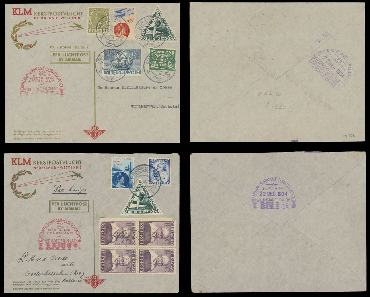 Lot 127 - 1. Worldwide Air Post Stamps and Postal History Netherlands -  Raritan Stamps Inc. Auction #96 Worldwide Air Post Stamps and Postal History, Philatelic Rarities of the World